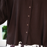 PREORDER - Sloane Button Up Top- Chocolate