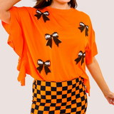 PREORDER- Sideline Sparkle Ruffle Top- Orange