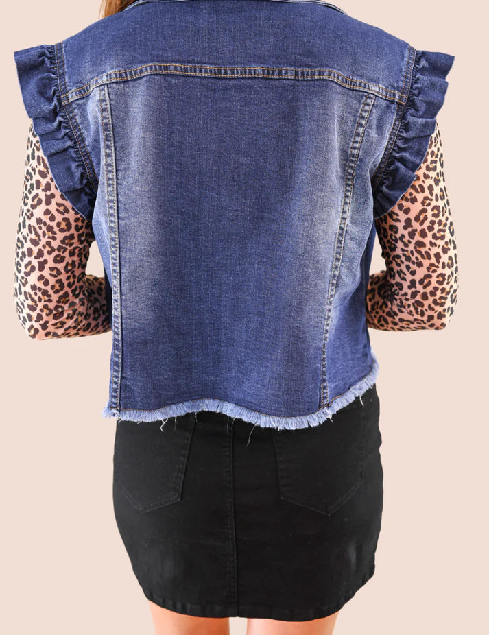 Jordan Ruffle Denim Vest - Dark Denim