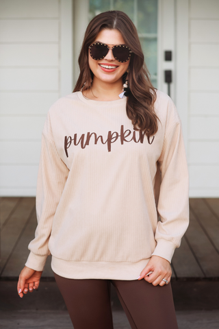 PREORDER - Pumpkin Corded Sweatshirt