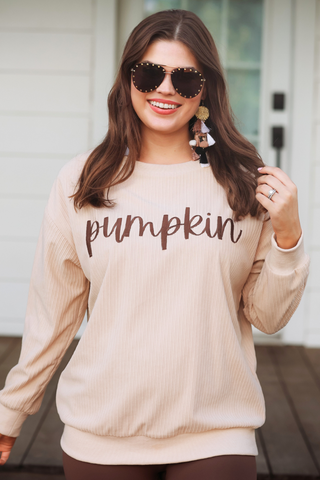 PREORDER - Pumpkin Corded Sweatshirt