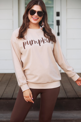 PREORDER - Pumpkin Corded Sweatshirt