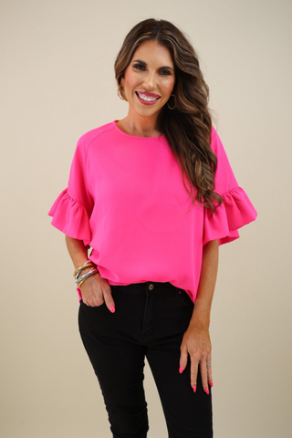 Rebecca Ruffle Sleeve Top - PREORDER