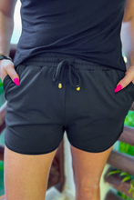 Load image into Gallery viewer, After Dark Black Drawstring Everyday Shorts
