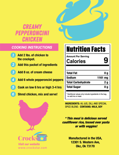 PREORDER -  Crockstar - Creamy Peperoncini Chicken