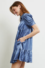 Load image into Gallery viewer, Heyson Tiered Beaded Satin Shirt Dress - Black or Blue - PREORDER
