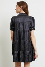 Load image into Gallery viewer, Heyson Tiered Beaded Satin Shirt Dress - Black or Blue - PREORDER
