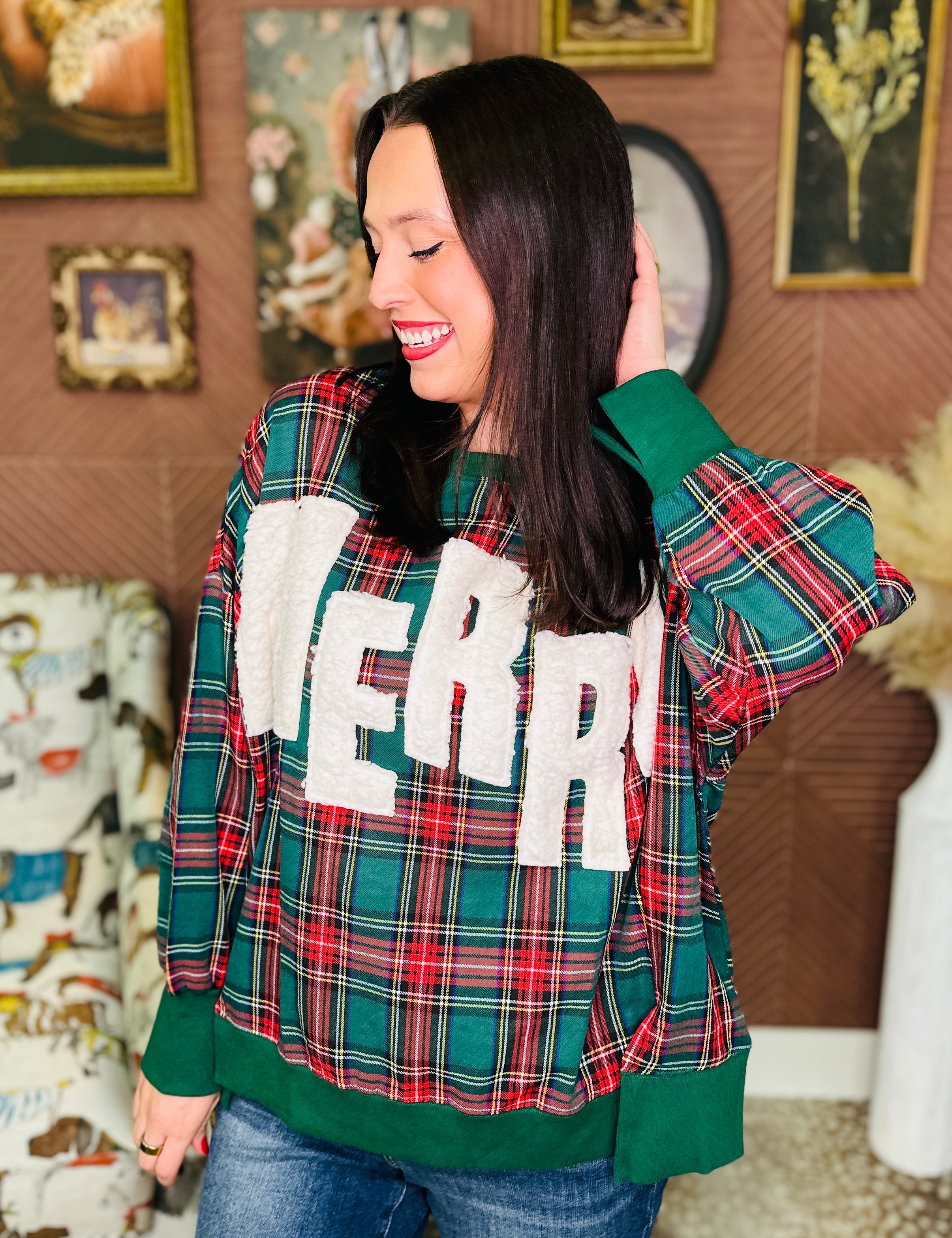 Merry In Plaid Top