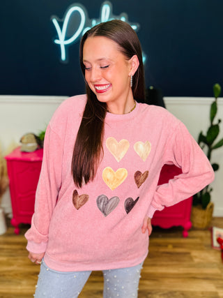 Neutral Hearts Long Sleeve Sweater