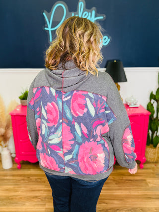 French Terry Loose Fit Hooded Knit Top