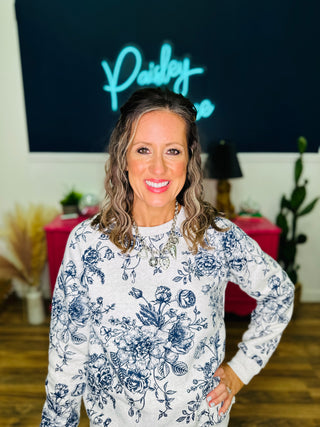 Peony Floral Fleece Sweatshirt