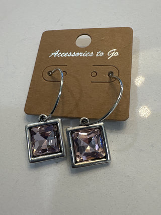 Chiclet Crystal Hoop Earrings