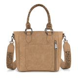 Montana West Hair-On Hide Tote Bag with Tooled Strap - Beige
