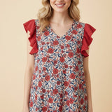 Walks Through Wildflowers Top - Red