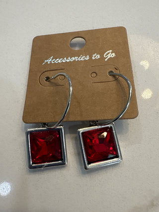 Chiclet Crystal Hoop Earrings