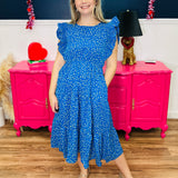 Blue Floral Tiered Dress