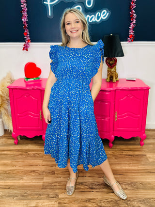 Blue Floral Tiered Dress