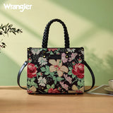 Wrangler Floral Print Braided Tote Bag - Black