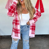 Red/Pink Plaid Cloud Cardigan - Preorder