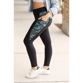 High waisted camo leggings with slimming side panels