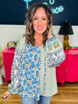 Print Mix And Match Loose Fit Blouse