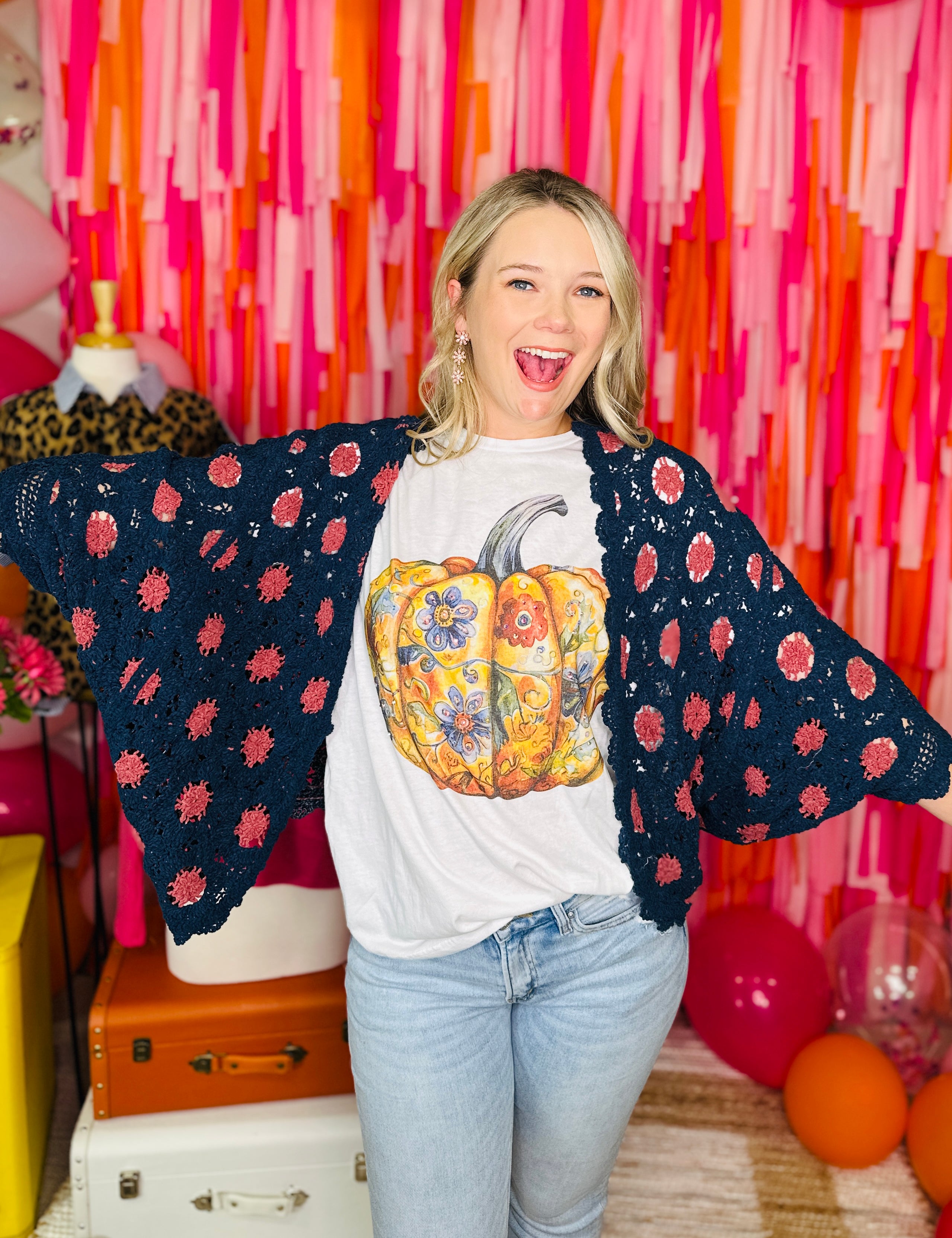 Always In Bloom Cardigan By POL - Navy Rouge