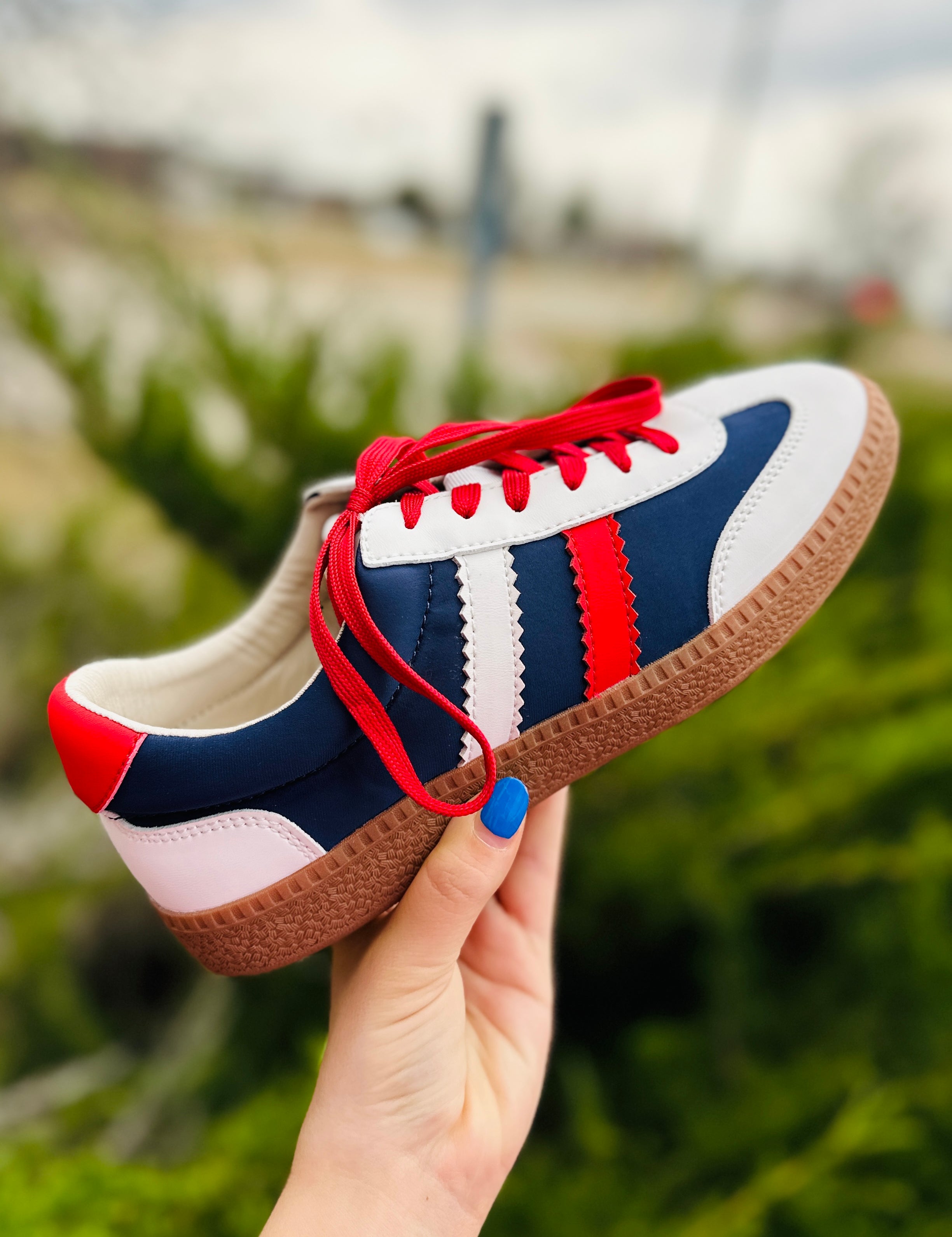 Heads Up Red White Blue Sneakers by Corkys