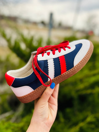 Heads Up Red White Blue Sneakers by Corkys