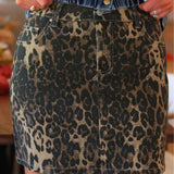 PREORDER - Nova Denim Skirt - Dark Leopard