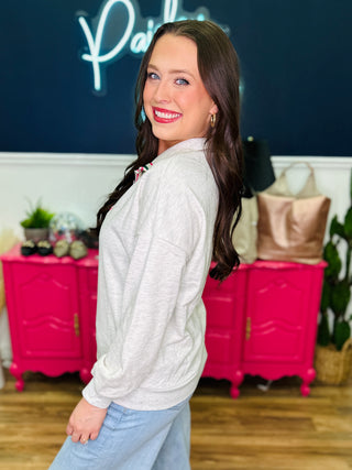 Lt Grey Zippered Collared Sweatshirt