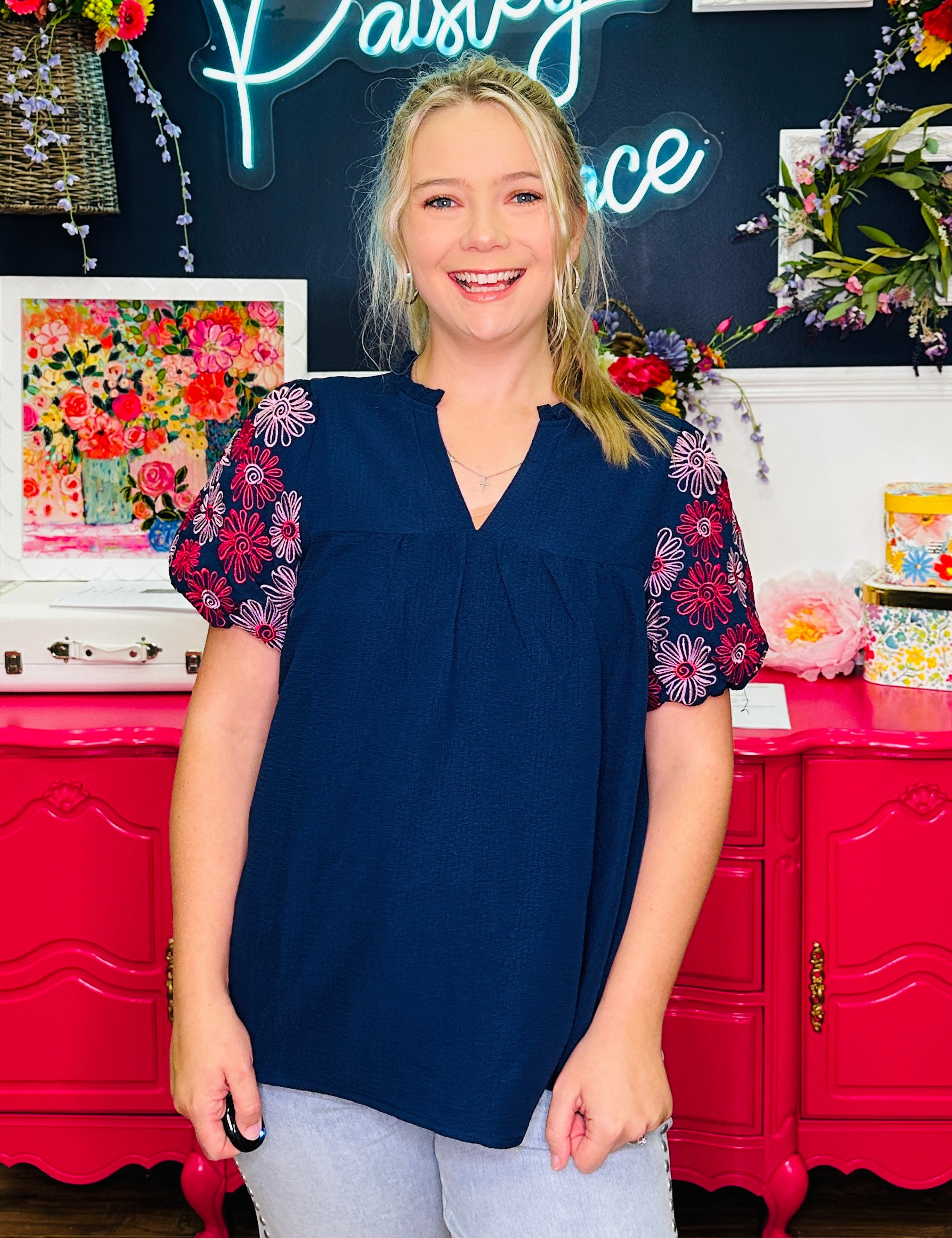 Navy Meadow Top