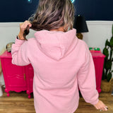 Pink Quilted Square-Stitch Hoodie - FINAL SALE