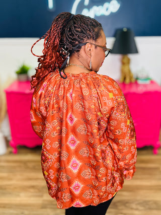 Printed Satin Twill Blouse