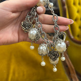 Silver/Pearl Charm Bracelet
