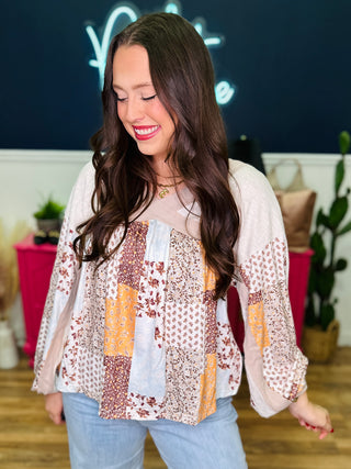 Patchwork Boho Long Sleeve Top - FINAL SALE