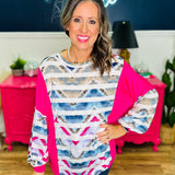 Geometric Print With Stripes Print Top - LAST ONES FINAL SALE
