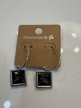 Chiclet Crystal Hoop Earrings