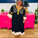 Embroidered Plunge V-Neck Mini Dress - LAST ONES FINAL SALE