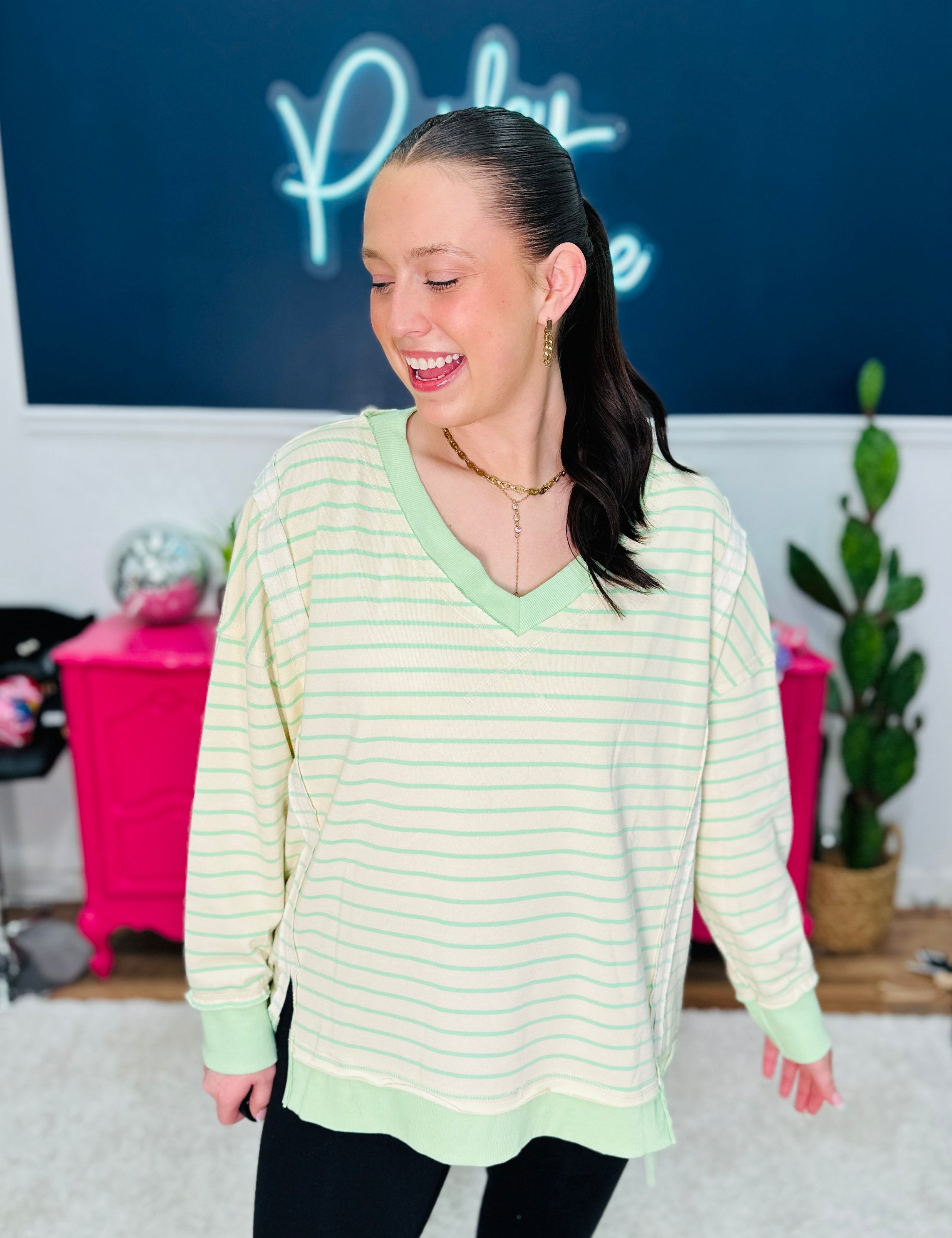 Happy Go Lucky Pullover - Lime* FINAL SALE *