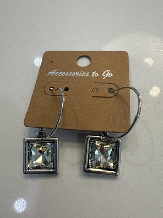 Chiclet Crystal Hoop Earrings