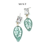 Shimmer Glass Leaf Earrings