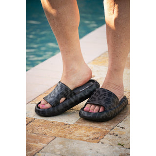 BLACK LEOPARD  Insanely Comfy -Beach or Casual Slides  - PREORDER