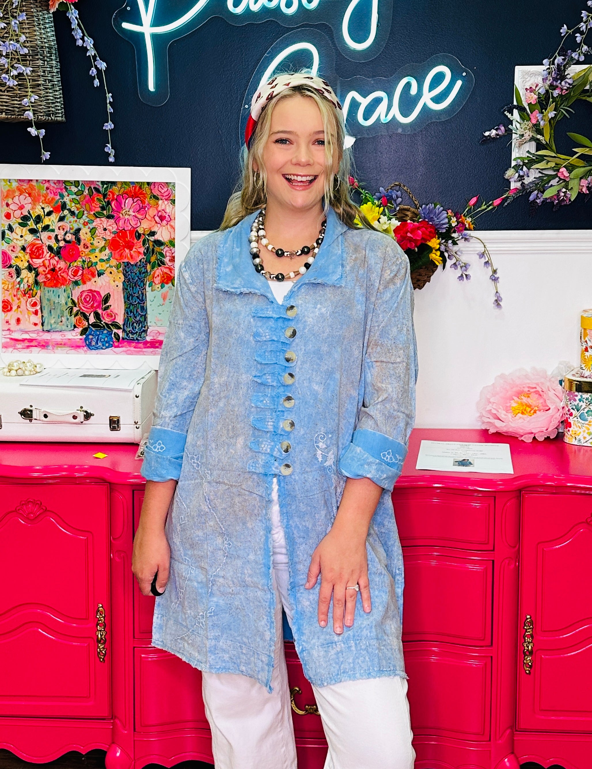 Blue Embroidery Jacket