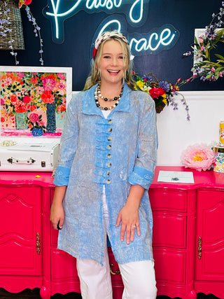 Blue Embroidery Jacket