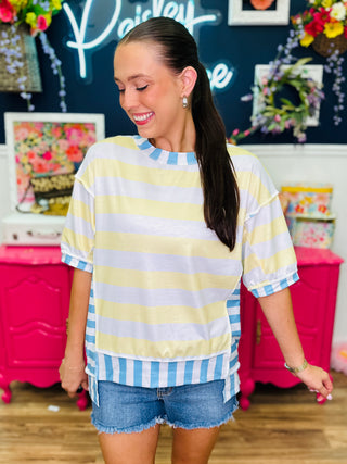 Saturday Stripes Top - Yellow Stripe
