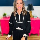 French Terry Pullover Top - Black - FINAL SALE