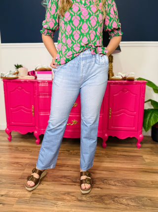 Dear Scarlett Straight Leg Faux Denim - Light Wash