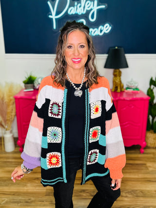 POL Purely Fun Cardigan - Black Multi - FINAL SALE