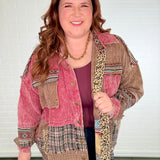 Mixed Media Cropped Corduroy Shacket - FINAL SALE