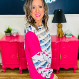 Geometric Print With Stripes Print Top - LAST ONES FINAL SALE